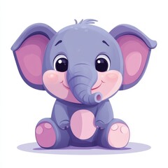 Naklejka premium Illustration of Adorable Baby Elephant: A Cartoon Character So Charming