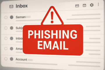 A close-up view of an inbox displaying a phishing email alert, highlighting the risks of cyber threats and the importance of digital security.