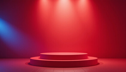 Red and Blue Spotlight Stage with Modern Circular Platform