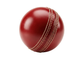 Red cricket ball with seam isolated on transparent background