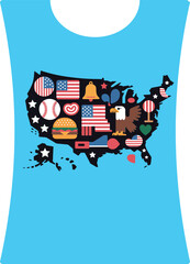 Patriotic design featuring the usa map adorned with iconic american symbols and elements