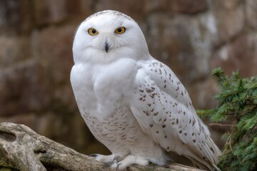 Fototapeta premium Majestic Snowy Owl: Serene Portrait in Natural Habitat