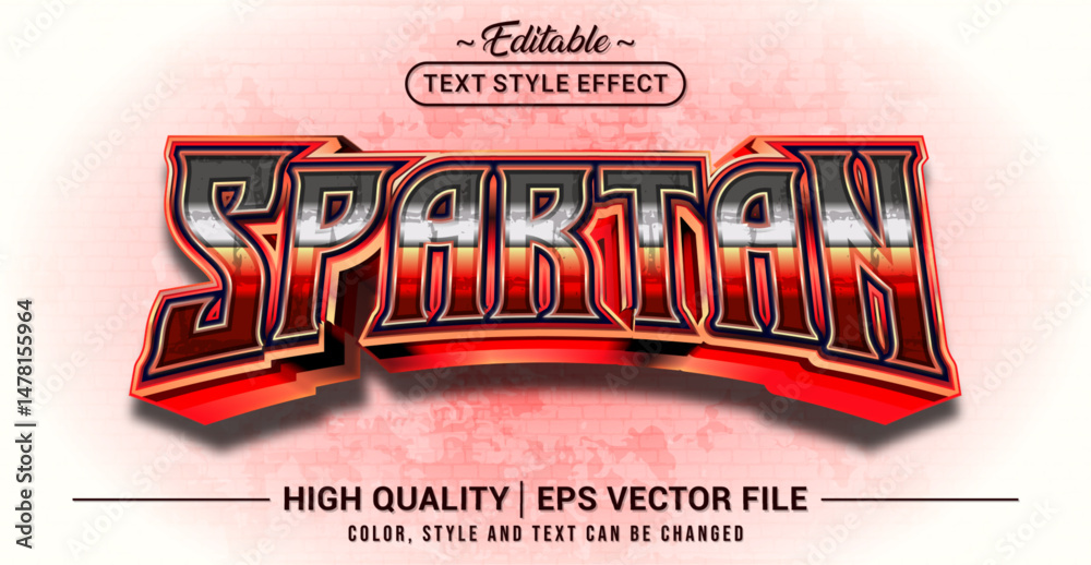 Aufkleber Editable text style effect - Spartan text style theme. Vector text style illustration template.