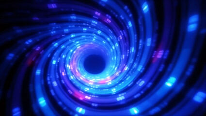 Obraz premium Swirling vortex of blue and purple lights representing movement and energy on dark background