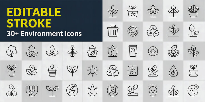 Sleek Set of 30 Minimal Line Icons Arranged in a Clean 6x5 Grid