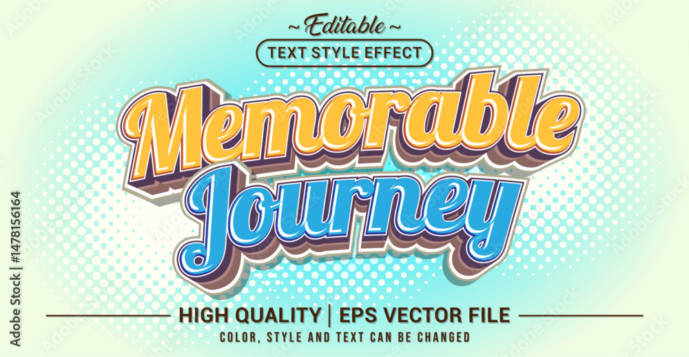 Poster Editable text style effect - Memorable Journey text style theme. Vector text style illustration template.