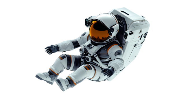 astronaut flies over the white backgrounds.