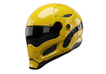 Yellow futuristic helmet isolated on transparent background