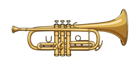 Obraz premium Single Gold Trumpet Musical Instrument 