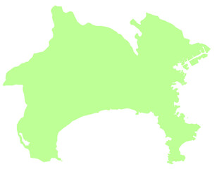 Obraz premium 神奈川県 地図 黄緑 イラスト