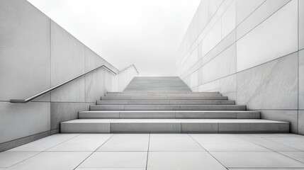 Obraz premium Modern stairway ascending through a minimalist architectural space.