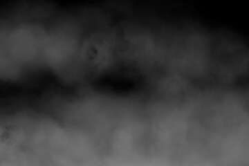 Smoke fog white clouds on black background