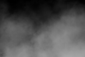 Smoke fog white clouds on black background
