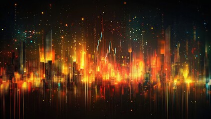 Futuristic Cityscape at Night: A Digital Painting of a Vibrant Metropolis