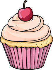 Cupcake Vector Illustration on Transparent Background