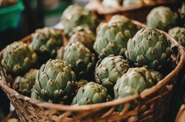 Obraz premium artichokes in a market