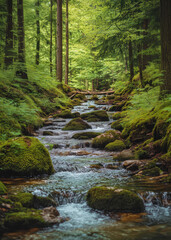 Obraz premium stream in the forest
