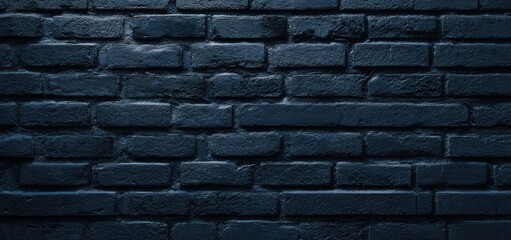 Obraz premium Black brick wall background. Navy blue wall texture
