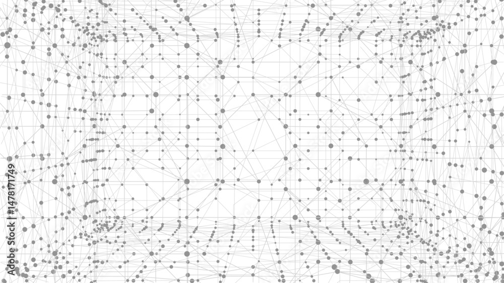 Leinwandbilder Abstract polygonal perspective space. Dots connected by lines. Abstract wave. Minimalist mesh.