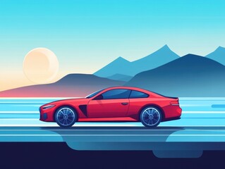 Naklejka premium car on the road
