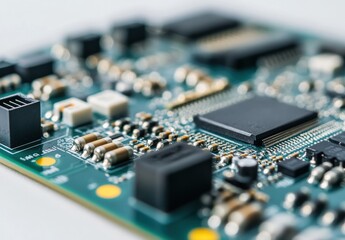 close up of computer circuit board
