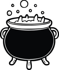 Isolated gold coins fill a brown pot, a magical container for holiday money