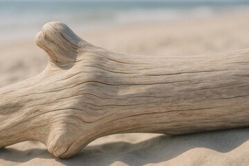 Sun-Bleached Driftwood on Beach Coastal Texture Background