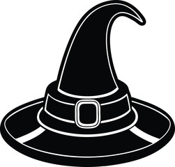 Witch's Hat Silhouette: A classic silhouette of a witch's hat, with its pointed crown and wide brim, perfect for spooky or whimsical designs.