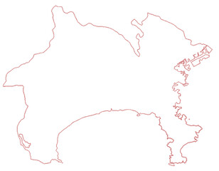 神奈川県　地図　白　イラスト