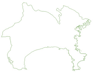 神奈川県　地図　白　イラスト