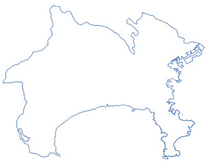 神奈川県　地図　白　イラスト
