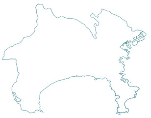神奈川県　地図　白　イラスト