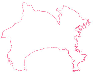 神奈川県　地図　白　イラスト