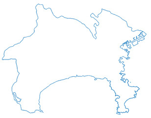 神奈川県　地図　白　イラスト