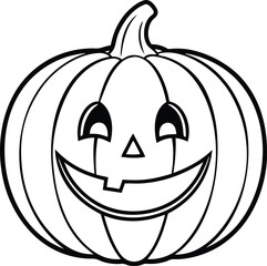 Smiling Halloween Pumpkin Carving: A carved pumpkin with a cheerful face, ready to celebrate the spooky holiday season and bring festive charm.