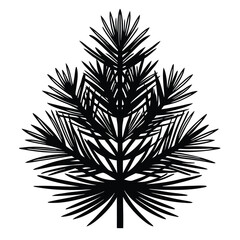 Stylized Black Silhouette of a Pine Tree With Sharp Needles Illustration