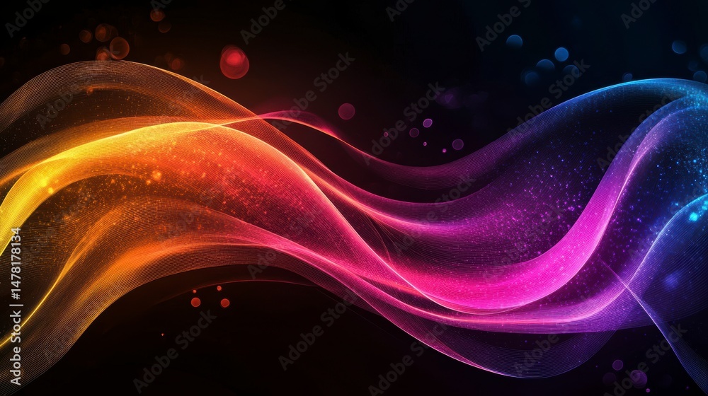 Poster abstract colorful glowing wave design.