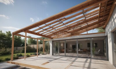 Modern home extension framing, new roof structure,  contemporary,  structure,  beams