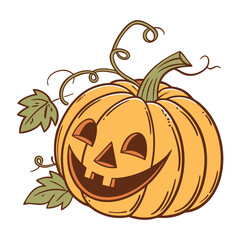 Jack-o'-Lantern's Delight: A smiling jack-o'-lantern, a classic Halloween symbol, glows with festive charm.