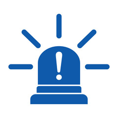 Police siren icon with exclamation point symbol in flat style. 
Business concept for web, marketing, banner, mobile app and graphic elements. Blue Police alarm or ambulance, alert vector illustration.