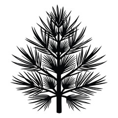 Stylized Pine Tree Silhouette, Evergreen Branches Graphic Illustration, Modern Nature Art