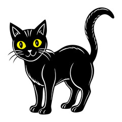 Black and white cat silhouette cartoon vector design