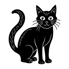 Black and White Cat Vector Illustration