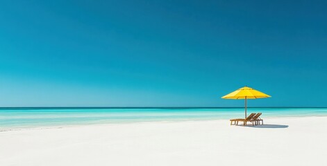 tropical beach with umbrella