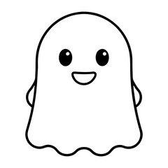 Funny Cartoon Ghost Seal Character with a Smile and Tooth