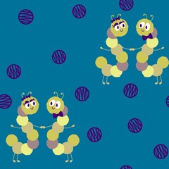 Kids seamless caterpillar cute pattern for fabrics and textiles and packaging and linens and wrapping paper