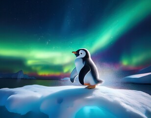 Naklejka premium Pinguinküken beim Rutschen