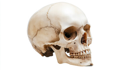 Obraz premium Jawless Skull on White – High-Resolution Photo