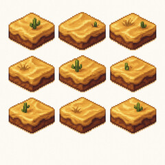 Isometric pixel art deser tileset