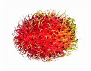 Fototapeta premium Rambutan with Spiky Hair on Isolated White Background